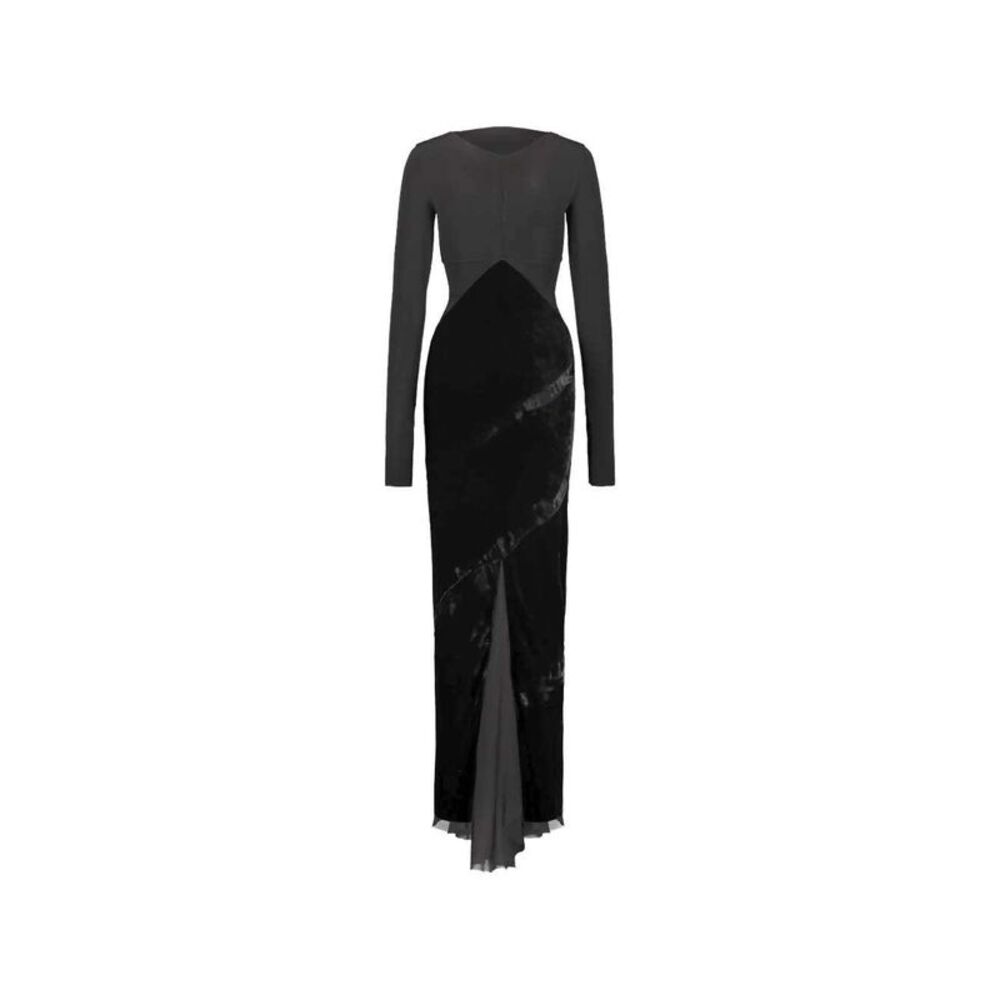 Rick Owens Women Long-Sleeved Maxi Dress With Velvet Inserts